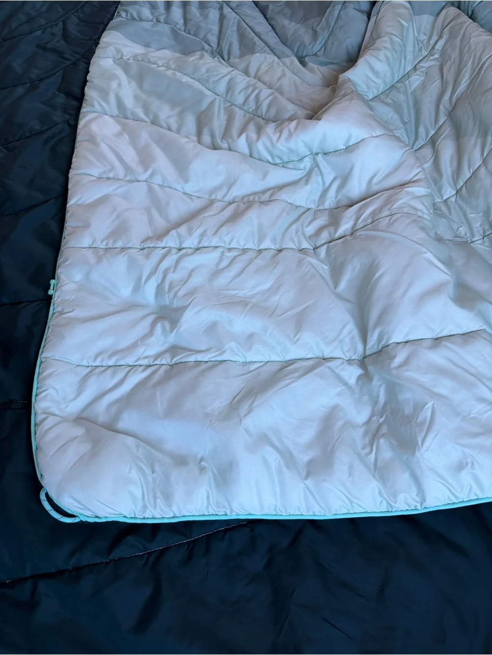 Rumpl Original Puffy 2 Person Blanket, Cascade Fade, 84“ x 80“, Camping, Vanlife
